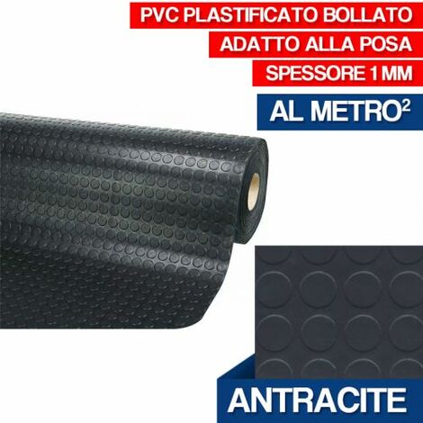 COPRIPAVIMENTO PAVIMENTO BOLLATO RIVESTIMENTO BULLONATO MT1X1 TAPPETO PVC 27720V ANTRACITE (34718)
