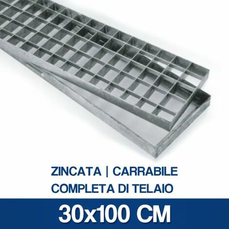 GRIGLIA ZINCATA CARRABILE CON TELAIO VARIE MISURE (16963V) 30x100 CM (16353)