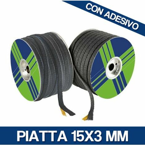 GUARNIZIONE TERMICA C/S ADESIVO PER SPORTELLI STUFA A PELLET LEGNA AL MT 03970V PIATTA 15X3 MM ADESIVA (03971)