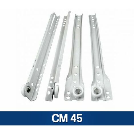 GUIDE GUIDA SCORREVOLE PER CASSETTI MOBILI A RULLO BINARIO BIANCHE (24114V) CM 45 (24116)