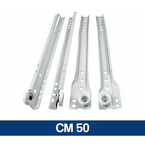 GUIDE GUIDA SCORREVOLE PER CASSETTI MOBILI A RULLO BINARIO BIANCHE (24114V) CM 50 (24117)