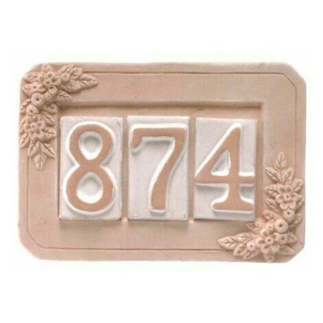 NUMERO CIVICO IN TERRACOTTA CORNICE PER NUMERO CIVICO 1 2 3 POSTI 00762V P.NUMERO 3 POSTI (00766)