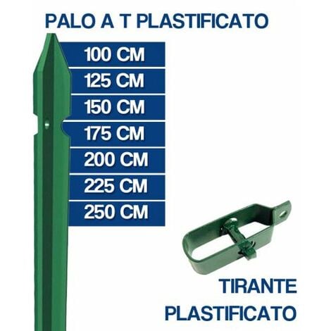 PALO PALETTO FERRO PLASTIFICATO VERDE PALETTI A T PER RECINZIONE RETE  16956V 100 (16956)