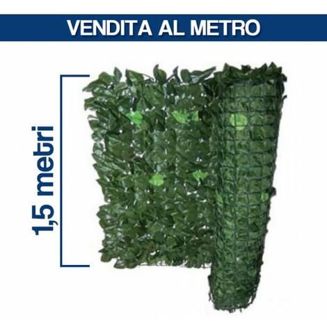 Siepe artificiale Edera 1,5x3 m pvc verde lavabile foglie sintetiche da esterno 