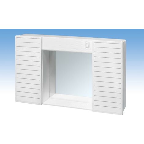 Specchio specchiera per bagno 2 ante in pvc luce e interruttore 58x37x12 simpaty