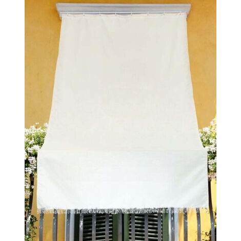 Tenda da Sole per Balcone a Caduta in Poliestere Bianco e Verde cm 140X250H