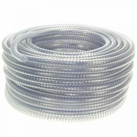 TUBO SPIRALATO RIGIDO PVC TRASPARENTE SPIRALE IN ACCIAIO PER ASPIRAZIONE MT 1 (28938V) INTERNO MM 51 ESTERNO 60 MM (29541)