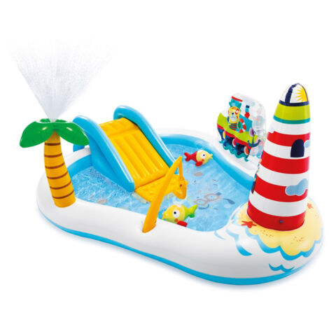 Intex 57162 piscina gonfiabile fishing cm 218x188x99 con stazione gioco e scivolo