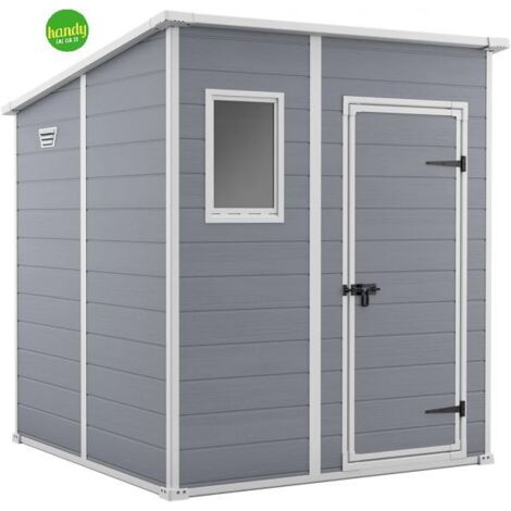 BOX CASETTA IN RESINA DA GIARDINO CM 183X185X200 CM MANOR 6X6 PENT GRIGIO 70039