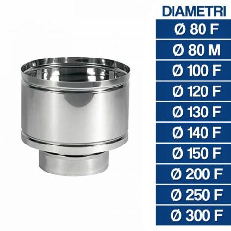 COMIGNOLO FUMAIOLO ANTIVENTO A BOTTE ACCIAIO INOX AISI 304 ATTACCO TONDO 24622V Ø 130 F (10677)