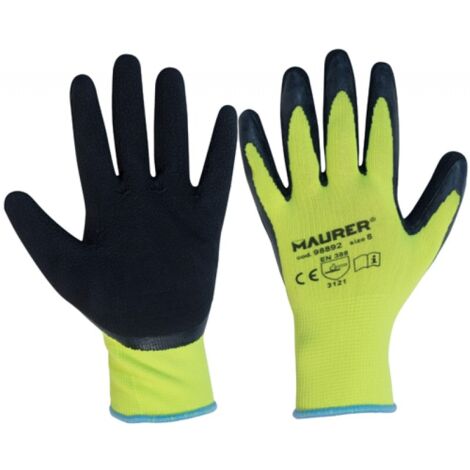 Guanto POLY GIALLO palmo lattice HI-GRIP MAURER Tg 9