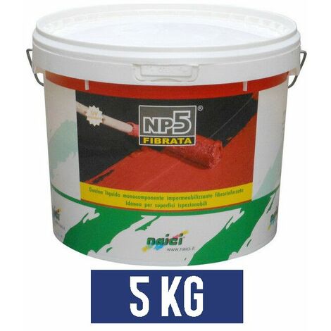 GUAINA LIQUIDA NAICI NP5 FIBRATA IMPERMEABILIZZANTE PER TERRAZZI GRIGIO 36724V 5 KG (36724)