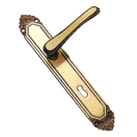 MANIGLIA PER PORTA IN OTTONE BRONZATO CON PLACCA CM 24 (12512)