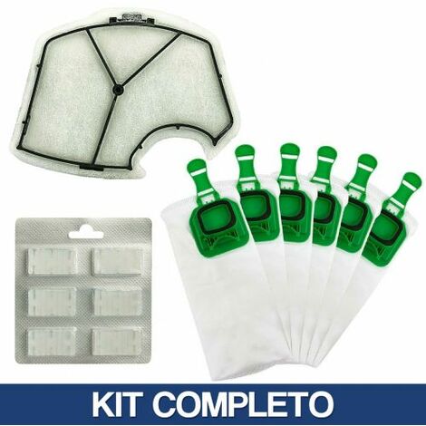 Kit di Ricambi Sacchetti per Vorwerk Folletto VK140 VK150 6 Sacchetti 12 Profumini 2 Filtri 