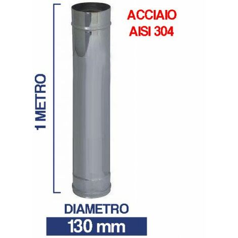 TUBO STUFA PELLET CAMINO IN ACCIAIO INOX AISI 304 PER CANNA FUMARIA 1 MT 24426V 130 (18451)