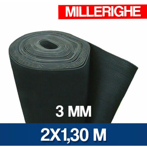LASTRA IN GOMMA NERA 3-5 MM H 120 - 130 PAVIMENTO GOMMA LISCIA MILLERIGHE 16890V 3 MM MT 2X1.30 MILLERIGHE (29210)