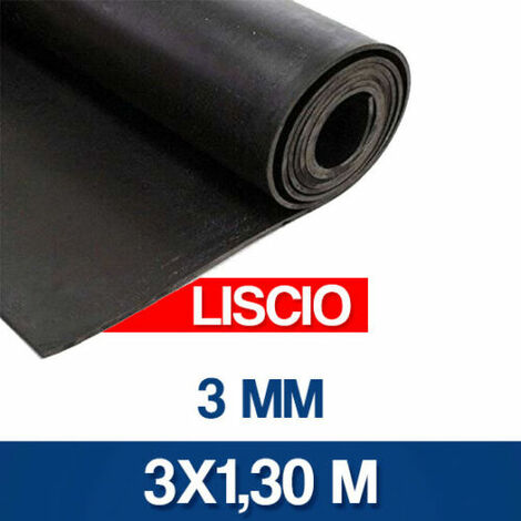 LASTRA IN GOMMA NERA 3-5 MM H 120 - 130 PAVIMENTO GOMMA LISCIA MILLERIGHE 16890V 3 MM MT 3X1.30 (34910)