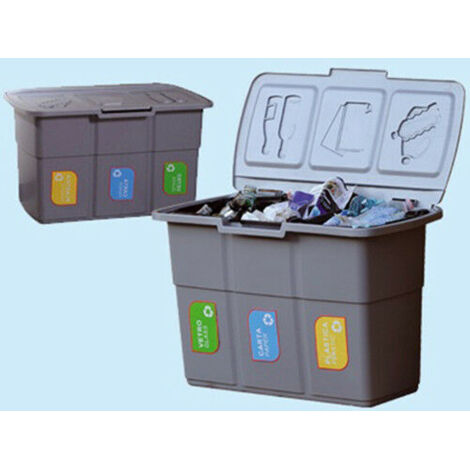 CONTENITORE PATTUMIERA BIDONE RACCOLTA DIFFERENZIATA 75 LT 3 SCOMPARTI 50013
