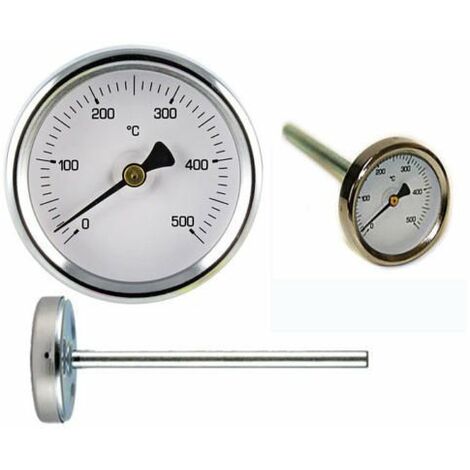 Termometro pirometrico bimetallico per forno a legna, con gambo