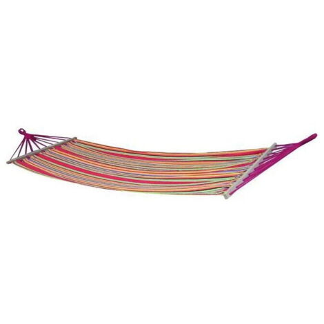 AMACA DA GIARDINO CON TRAVERSA LEGNO IN TESSUTO 200X80 CM MULTICOLORE (37359)