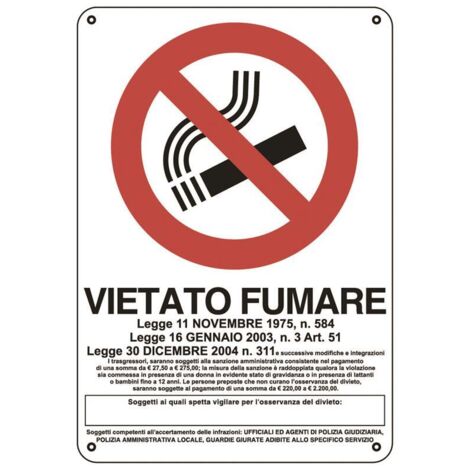 SEGNALETICA INFORMAZIONE 30X20CM """VIETATO FUMARE"""