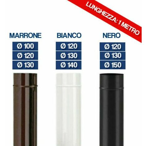 TUBO TUBI PER STUFA LEGNA CAMINO CANNA FUMARIA SMALTATO PORCELLANATO MT 1 16060V Ø 200 NERO (16062)