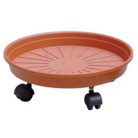 Sottovaso Tondo Con Ruote Margherita Ics Pp Terracotta Per Vaso Cm 25 - 1 Pz