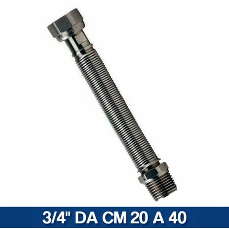 TUBO GIUNTO FLESSIBILE ESTENSIBILE ACCIAIO INOX PER ACQUA RISCALDAMENTO 11055V 3/4" DA CM 20 A 40 (23372)