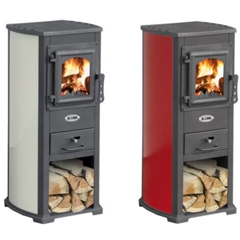 STUFA A LEGNA 5,3 Kw KARMA ROSSO 40x46xH90 cm