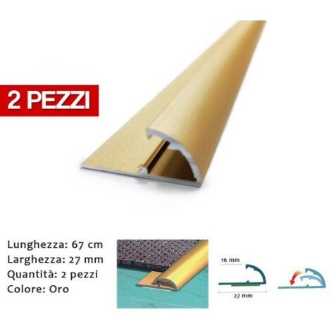 PROFILO BLOCCA FERMA PASSATOIA IN ALLUMINIO COLORE ORO 2 PEZZI 67 CM (37939)
