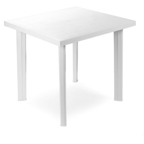 Tavolo rettangolare fiocco in resina, gambe dritte, cm 75x80xh.72, colore bianco (1/10)