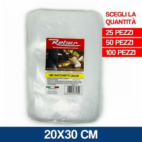 REBER BUSTE SACCHETTI SOTTOVUOTO SOTTO VUOTO ALIMENTI MADE ITALY 24313V CM 20X30 100 PZ (23982)