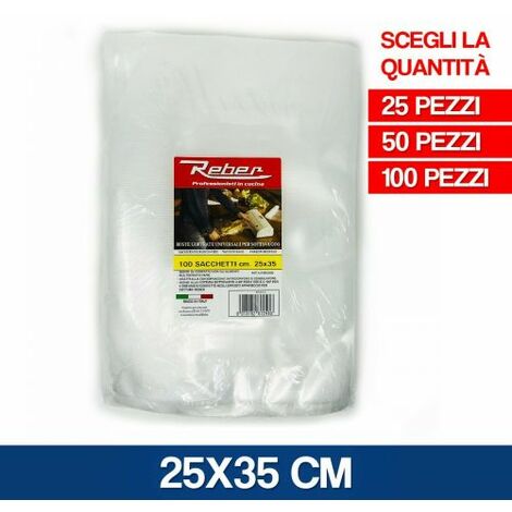 REBER BUSTE SACCHETTI SOTTOVUOTO SOTTO VUOTO ALIMENTI MADE ITALY 24313V CM 25X35 50 PZ (13167)