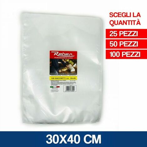 REBER BUSTE SACCHETTI SOTTOVUOTO SOTTO VUOTO ALIMENTI MADE ITALY 24313V CM 30X40 50 PZ (23983)