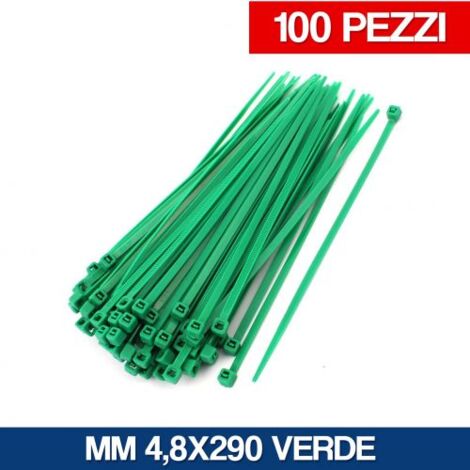 Conf. 100 Fascette cablaggio Brixo - Verde - 290x4,8 mm. - 5 conf