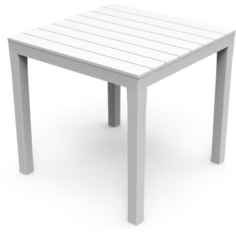 TAVOLI TAVOLO TAVOLINO IN RESINA BALI DOGATO 80X80XH76 COLORE BIANCO