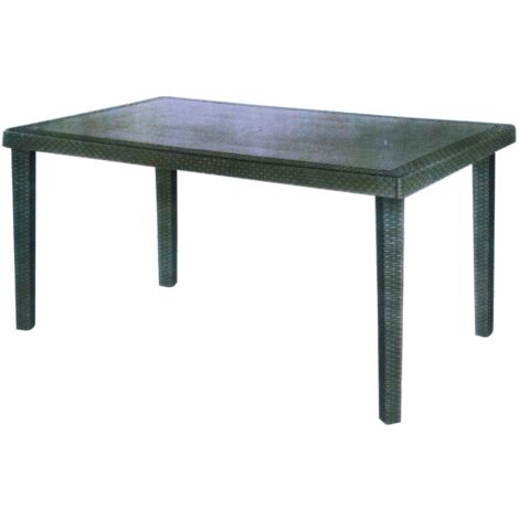 Tavolo boheme in polipropilene effetto rattan 150x90x74h bianco - Fraschetti (1/5)
