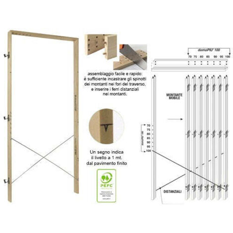 Controtelaio in legno 70/100×8×H215 cm per porte interne – montaggio rapido