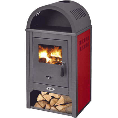 STUFA A LEGNA KAMIN DE LUXE KW 8.3 RISC. MC 107.90 ROSSO (39337)