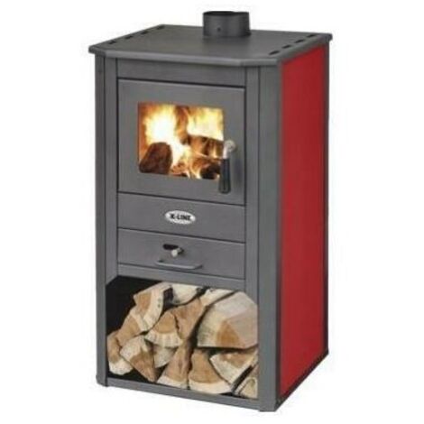 STUFA A LEGNA KURSAL DE LUXE ROSSO 49x46xH93 cm. 9Kw