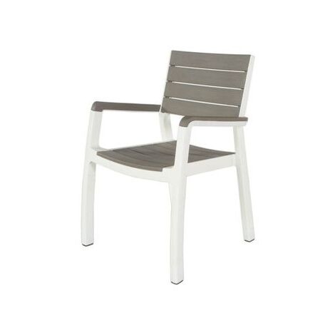 Keter – Sedia da giardino con braccioli effetto legno – Resina resistente agli agenti atmosferici – Design elegante e impilabile – Comfort extra con braccioli (1/10)