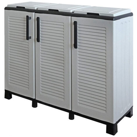 ARMADIO PATTUMIERA CONCERT CON 3 ANTE 102 X 37 X 90CM COLORE GRIGIO