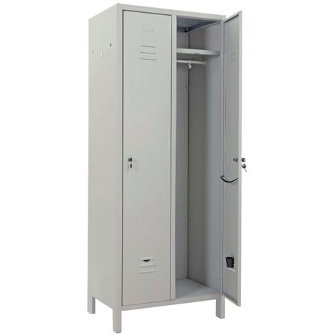 ARMADIO SPOGLIATOIO ARMADIETTO METALLO SPORCO PULITO 2 POSTI CM 34X68X180 18414