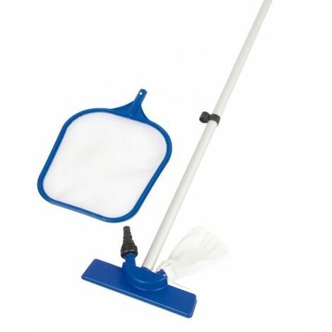 Kit Pulizia Piscina Fuori Terra Fondo Spazzola Aspirante Skimmer Retino Acqua