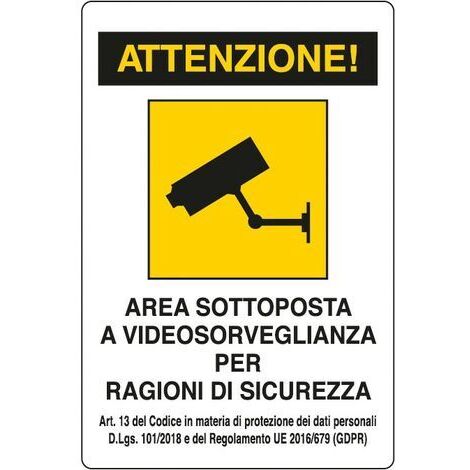 Targa Di Avviso Achtung Bereich Videosorveglianza - Alluminio Composito 12x12 Cm, Stampa UV, Made In Germany