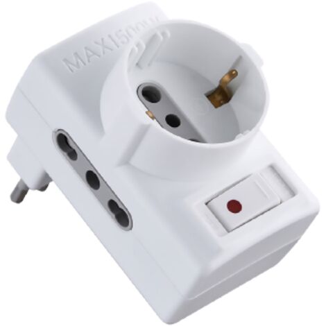 ADATTATORE 10/A-2PR.BIP+1SCH C/INT.DI SICUREZ ELECTRALINE 3PMARK PZ 1,0