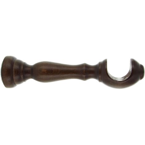 Coppia supporti per bastone tende in legno noce scuro 35 mm 10 cm da parete