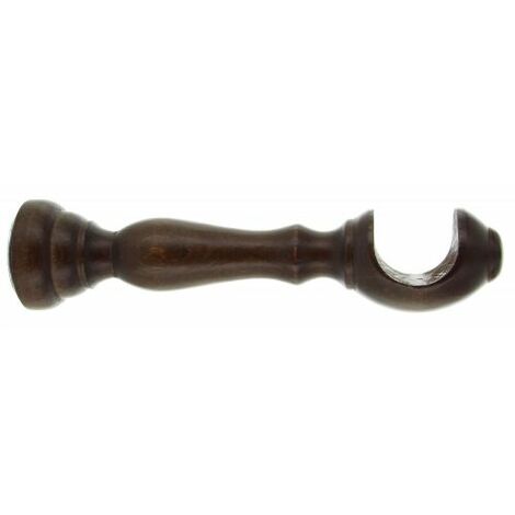 Coppia supporti per bastone tende in legno noce scuro 35 mm 18 cm da parete