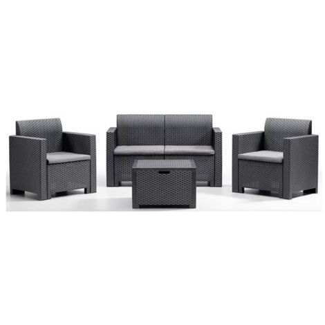 Bica Salotto Da Giardino Rattan Polipropilene Esterno Bar Set Antracite