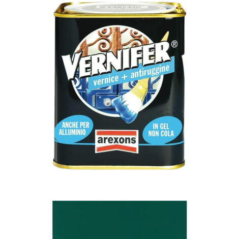 AREXONS VERNIFER  Prodotto Verniciante, Smalto Antiruggine, Adatto a Protezione e Finitura di idi Interni ed Esterni, Verde Smeraldo Brillante, 750ml
